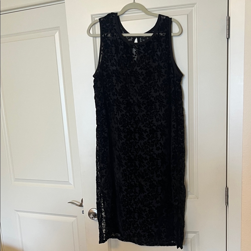 Lucky Brand Black formal Floral Lace Midi Dress